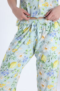 Zivame Citrus Summer Knit Poly Pyjama Set - Pale Blue — thumbnail 3